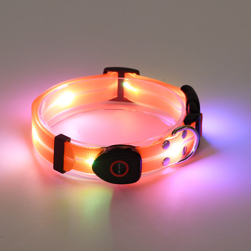 LED Luminous Collar Rechargeable Pet Collar Nylon Tow Rope