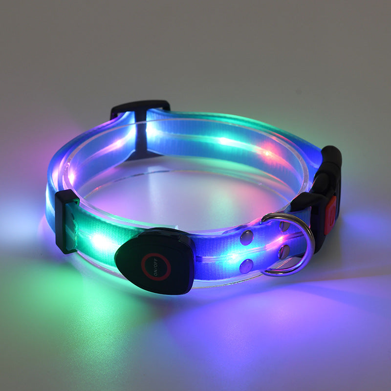 LED Luminous Collar Rechargeable Pet Collar Nylon Tow Rope